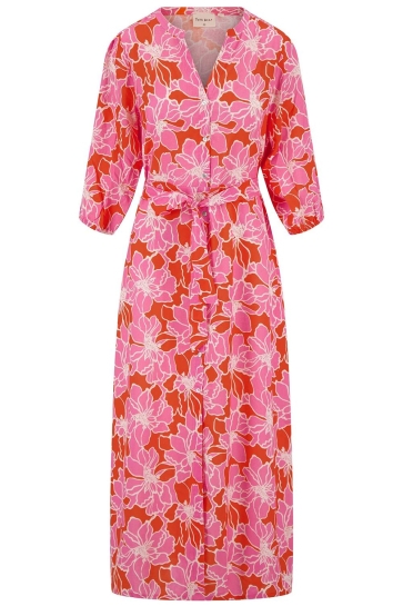 Zusss Jurk JURK MET BLOEMEN PRINT 0301 107 7191 FEL ROZE/ORANJE
