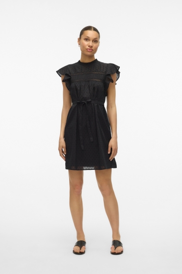 Vero Moda Jurk VMTRINE SL SHORT LACE DRESS WVN GA 10325244 Black