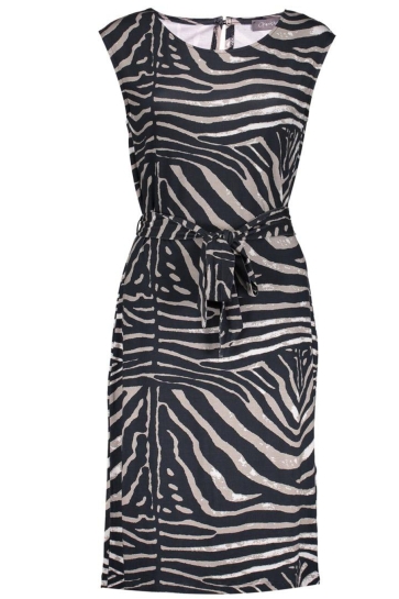 Geisha Jurk SKY MIDI JURK MET CEINTUUR 57132 60 Black/Sand zebra