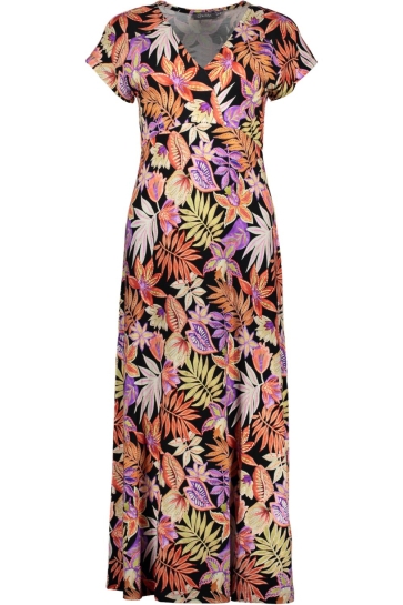Geisha Jurk JANE MAXI DRESS MET V HALS EN PRINT 57134 60 Pr.01 Coral/Purple