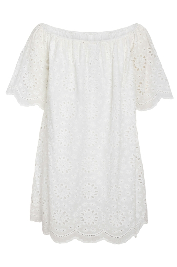 Noisy may Jurk NMFIONA OFFSHOULDER BRODERIE ABK DR 27037156 Bright White