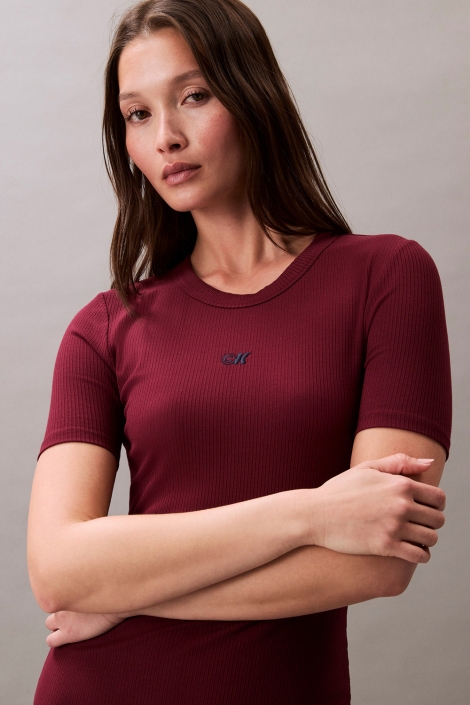 Calvin Klein bordeaux dames jurk | Close up