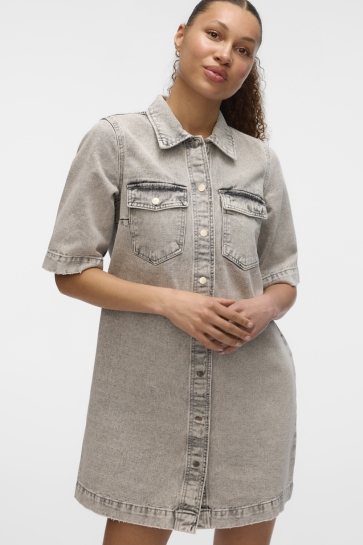 Vero Moda Jurk VMFENJA 2/4 SHORT DENIM DRESS GA NO 10317552 LIGHT GREY DENIM