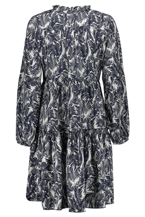 Geisha blauwe dames jurk | Achteraanzicht