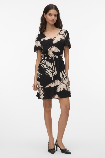 Vero Moda Jurk VMEASY JOY SS SHORT DRESS WVN GA 10307990 BLACK/FIONI
