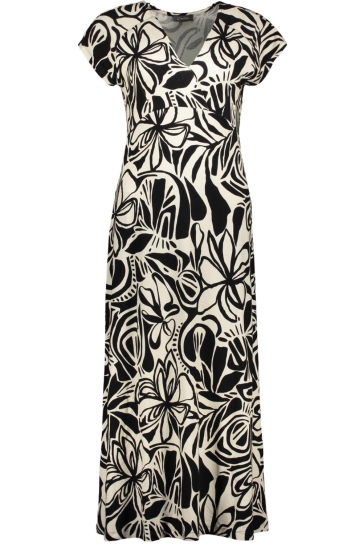 Geisha Jurk JANE JURK MET V HALS EN PATROON 57364 60 000999 BLACK/0FF-WHITE