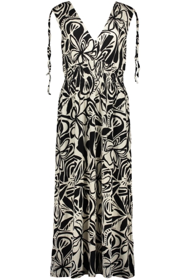 Geisha Jurk MILA JURK MET V HALS EN PATROON 57367 60 000999 BLACK/OFF-WHITE