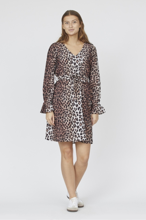 SisterS point beige dames jurk | Model vooraanzicht