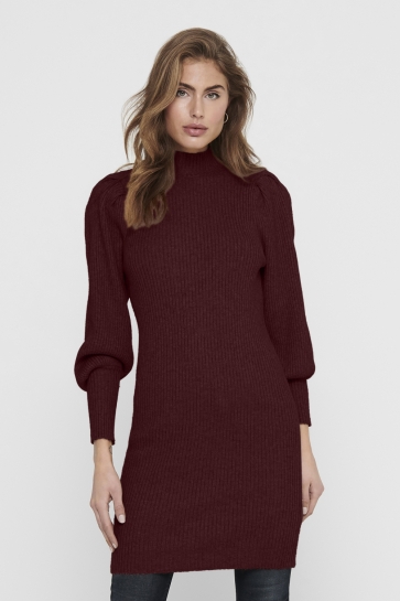 Only Jurk ONLKATIA LIFE L/S DRESS KNT NOOS 15232502 Cabernet