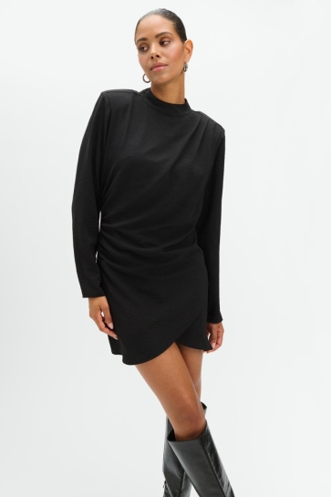 Refined Department Jurk WOVEN TURTLENECK DRESS MITZI R2509343751 BLACK