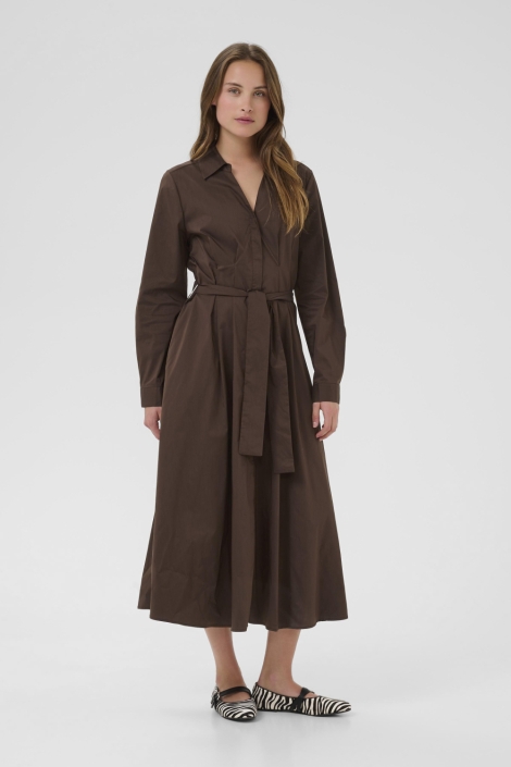 Culture bruine dames jurk | Model vooraanzicht