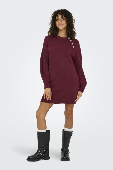 Only ONLEMMA LIFE LS BUTTON ONEC DRESS C 15356938 CABERNET/MELANGE/GOLD BUTTON