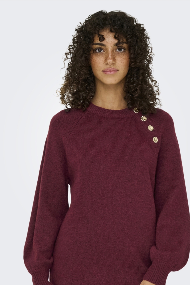 Only bordeaux dames jurk | Close up