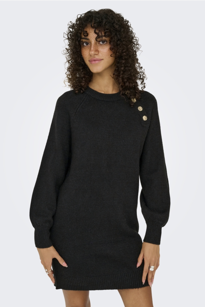 Only zwarte dames jurk | Model vooraanzicht