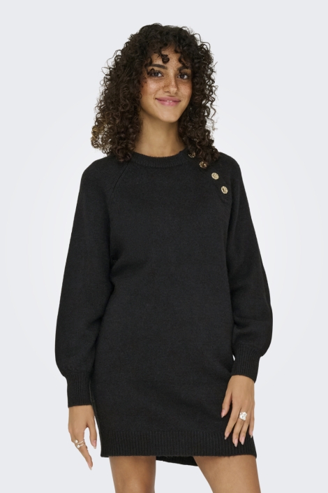 Only zwarte dames jurk | Model vooraanzicht