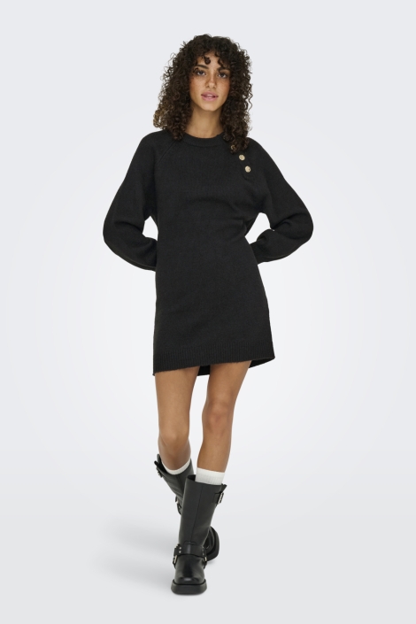 Only zwarte dames jurk | Model vooraanzicht