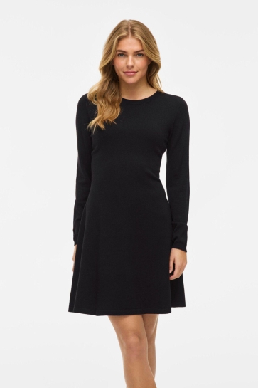 Vila VICOMFY A-LINE O-NECK KNIT DRESS - 14110971 Black