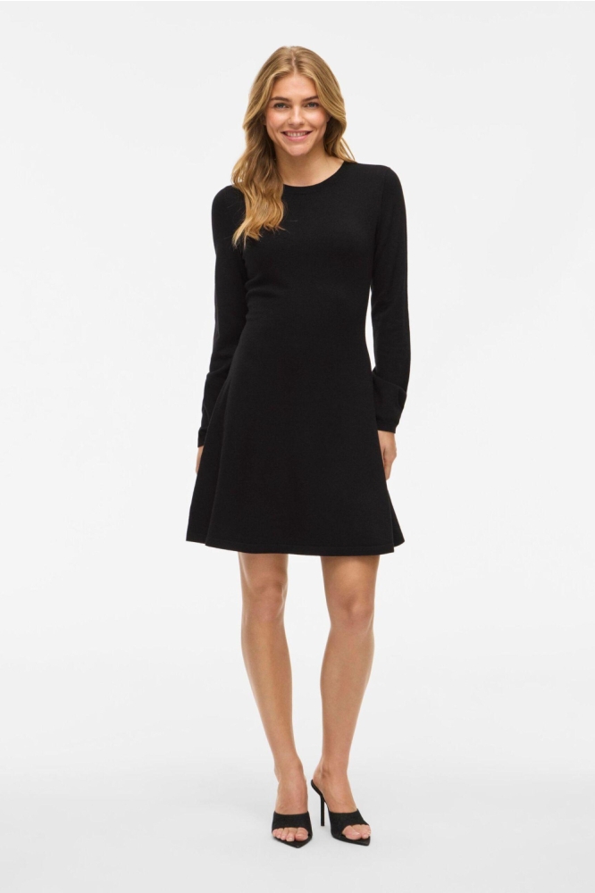 Vila zwarte dames jurk | Model vooraanzicht