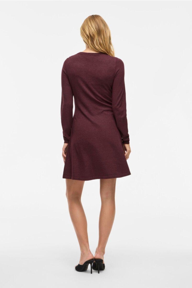 Vila bordeaux dames jurk | Model achteraanzicht
