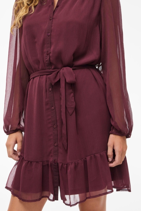 Vila bordeaux dames jurk | Close up