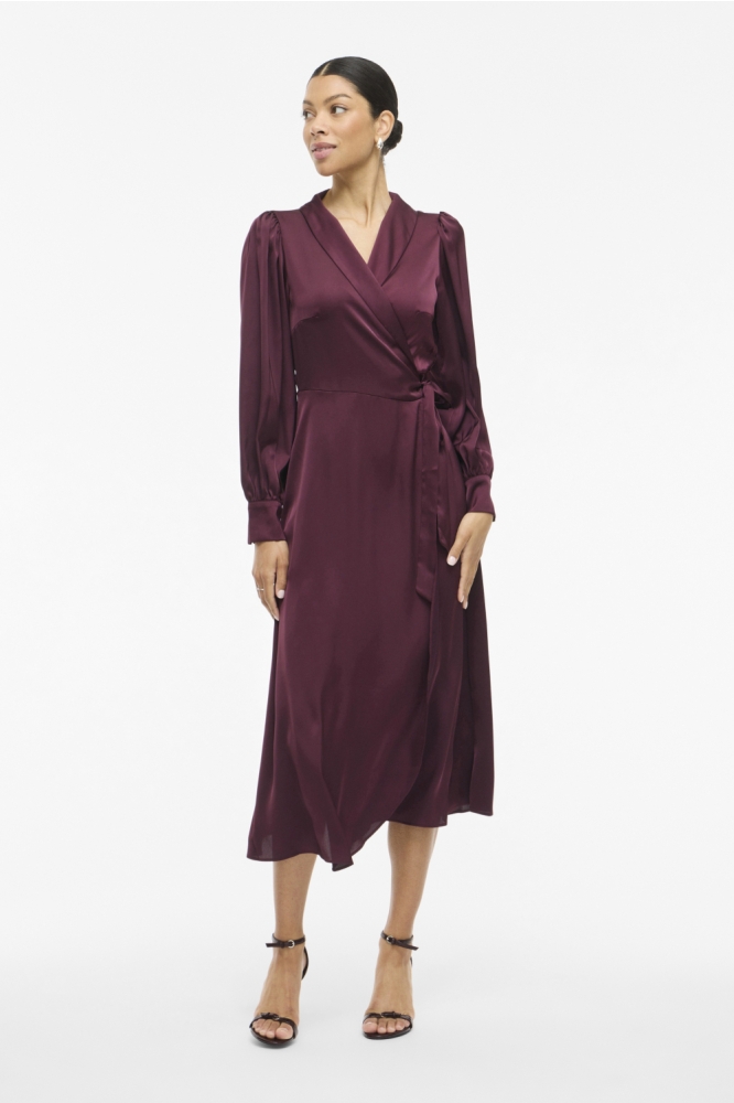 Vila bordeaux dames jurk | Model vooraanzicht