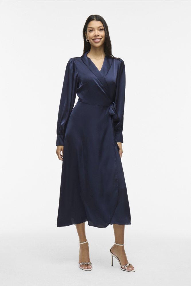 Vila blauwe dames jurk | Model vooraanzicht