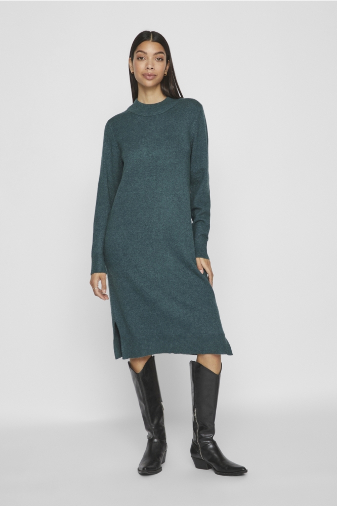 Vila groene dames jurk | Model vooraanzicht