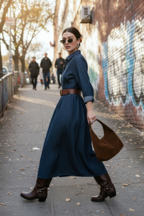 Hypedrop blauwe dames jurk | Sfeerbeeld, In situatie