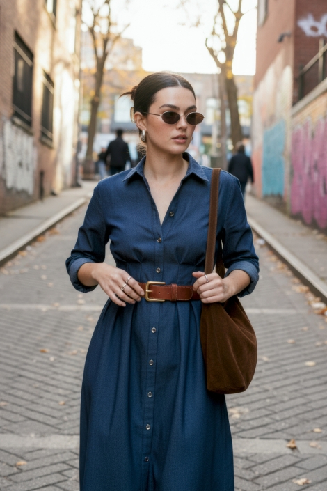 Hype Drop blauwe dames jurk | Model vooraanzicht