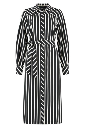 Lady Day Jurk HOPE DRESS L36 380 2929 BLACK WOOL WHITE STRIPE