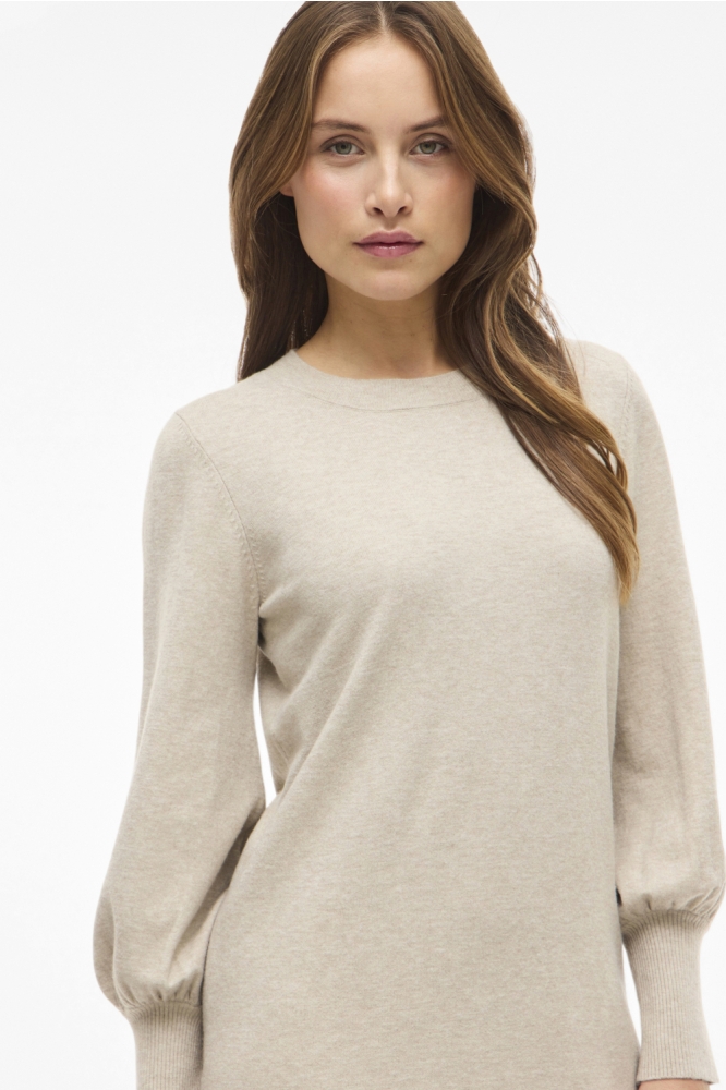 Vila beige dames jurk | Close up
