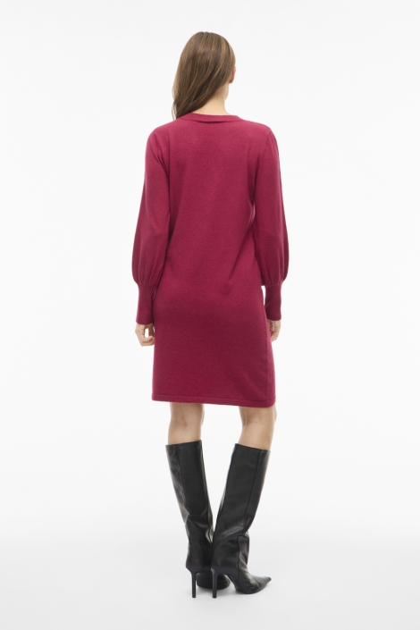 Vila bordeaux dames jurk | Model achteraanzicht
