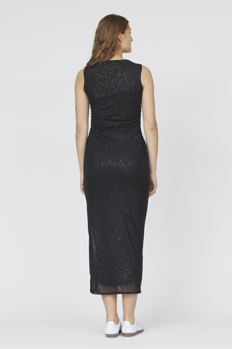 SisterS point zwarte dames jurk | Model achteraanzicht