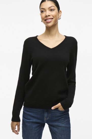 Vila VIRIL L/S V-NECK KNIT TOP-NOOS 14042769 Black