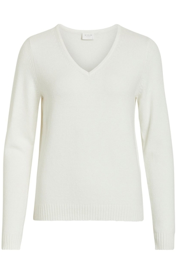 Vila VIRIL L/S V-NECK KNIT TOP-NOOS 14042769 White Alyssum