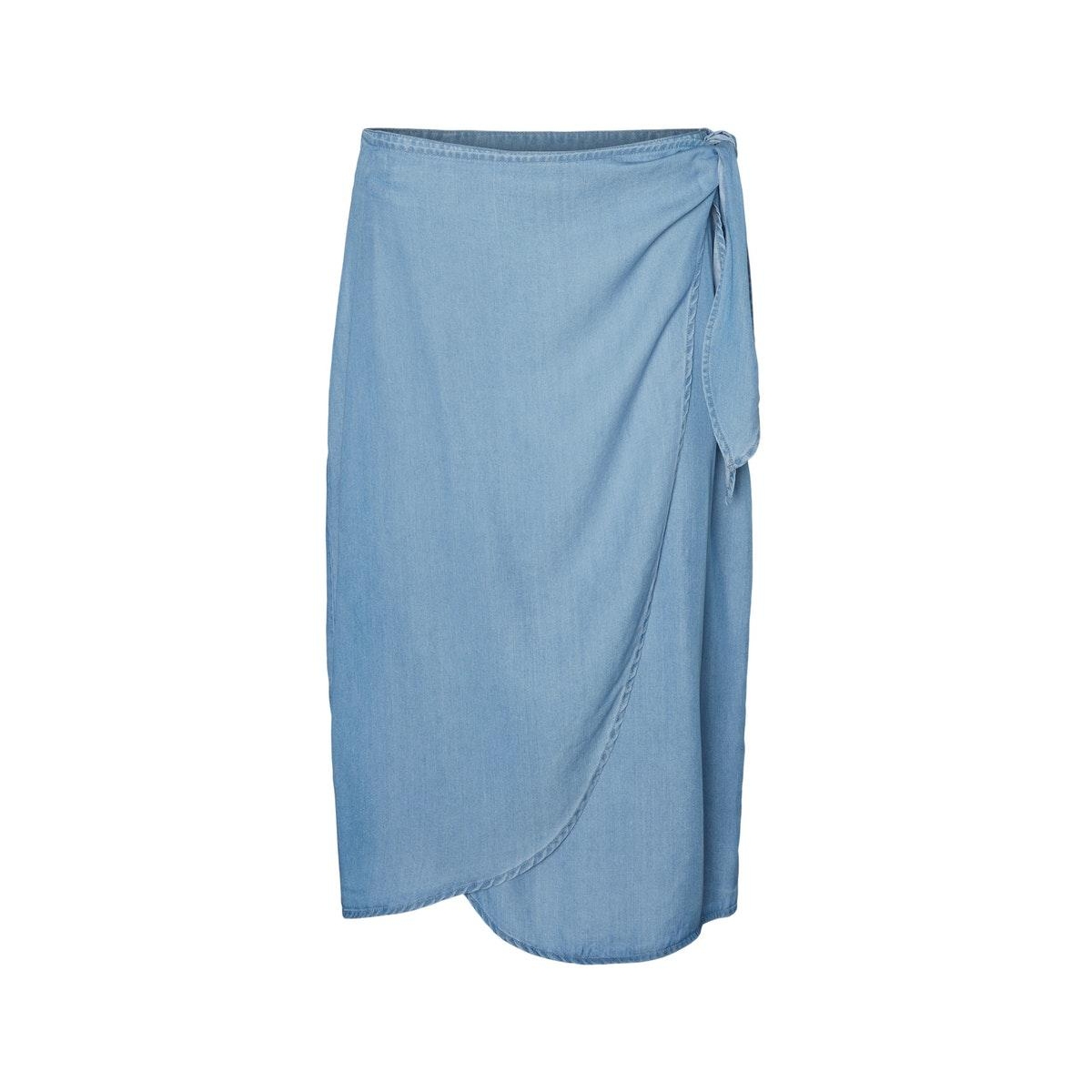 vmlaura mr knot wrap midi skirt ga 10225396 vero moda rok light blue denim