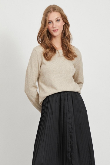 Vila Trui VIRIL O-NECK L/S KNIT TOP - NOOS 14054177 Natural Melange