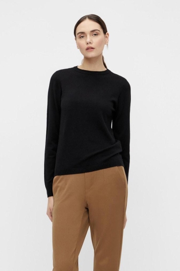 Object Trui OBJTHESS L/S O-NECK KNIT PULLOVER N 23034469 BLACK