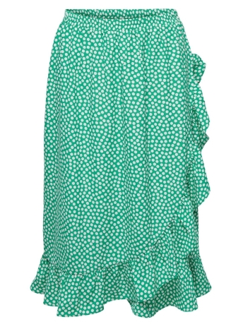 Only Rok ONLCORDELIA LONG WRAP SKIRT NN 15280041 SIMPLY GREEN/DOT WHITE