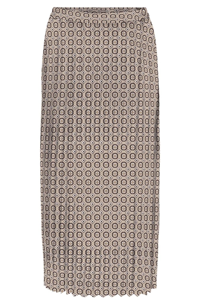 ONLALMA LIFE POLY PLISSE SKIRT AOP 15222539 SAFARI/315GLAM