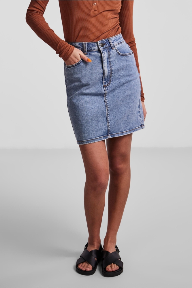 PCPEGGY HW DENIM SKIRT BC 17132445 Light Blue Denim