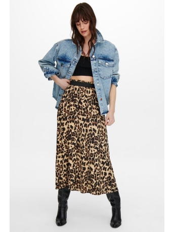 Only Rok ONLVENEDIG AOP LIFE LONG SKIRT WVN 15251761 BLACK/LULU LEO