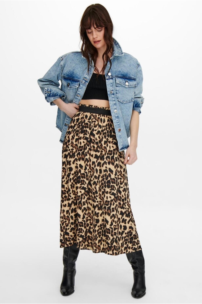 ONLVENEDIG AOP LIFE LONG SKIRT WVN 15251761 BLACK/LULU LEO