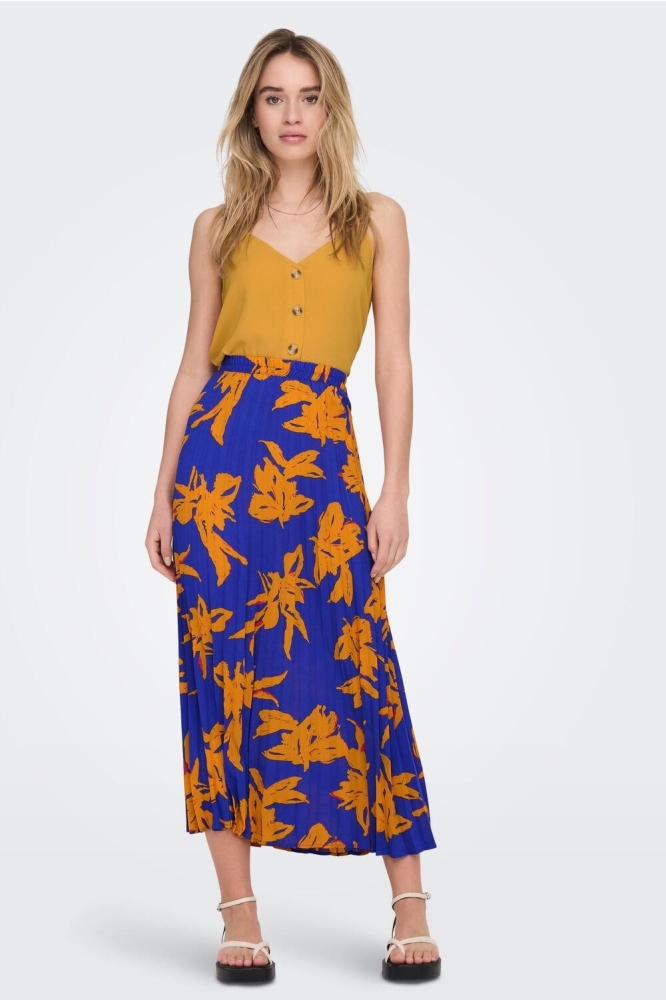 ONLALMA LIFE POLY PLISSE SKIRT AOP 15222539 DAZZLING BLUE/391 Rustic