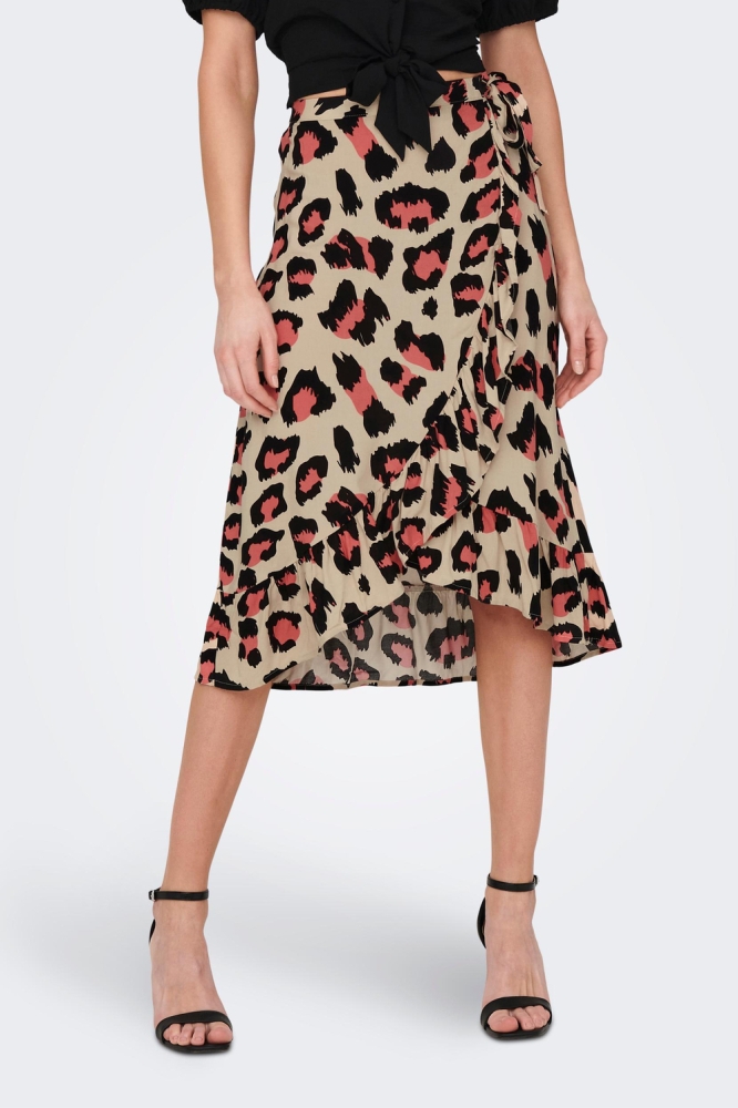 JDYSTARR LIFE WRAP BELOW-KNEE SKIRT 15257216 SANDSHELL/TEA ROSE