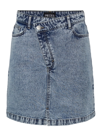 Pieces Rok PCKAVAY HW ASYMMETRIC FLY SKIRT BC 17138201 LIGHT BLUE DENIM