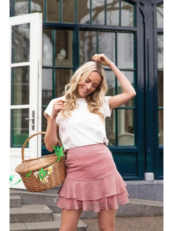 Lofty Manner Rok SKIRT KARMIJN OC38 506 plum lemons print