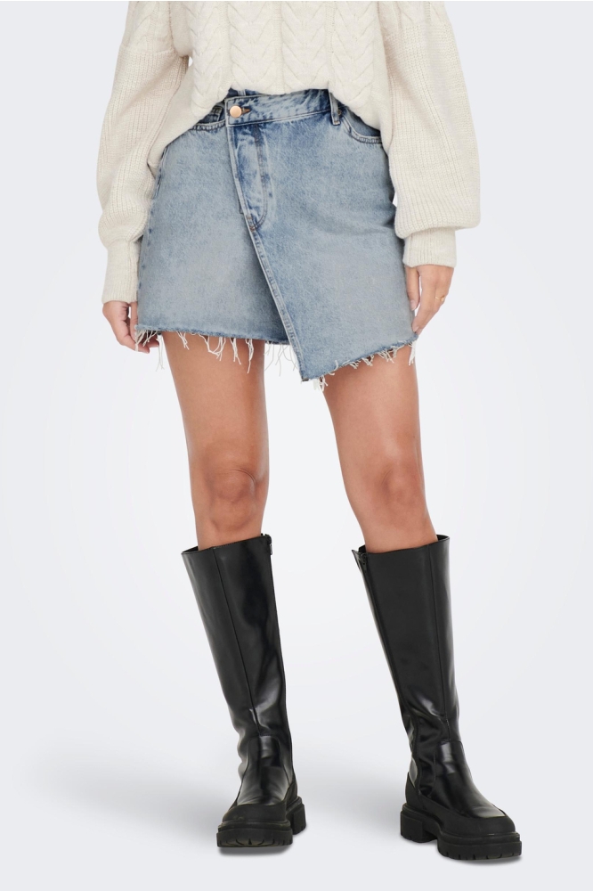 ONLKAT HW UNEAVEN CL DNM SKIRT CRO 15290439 LIGHT BLUE DEMIN