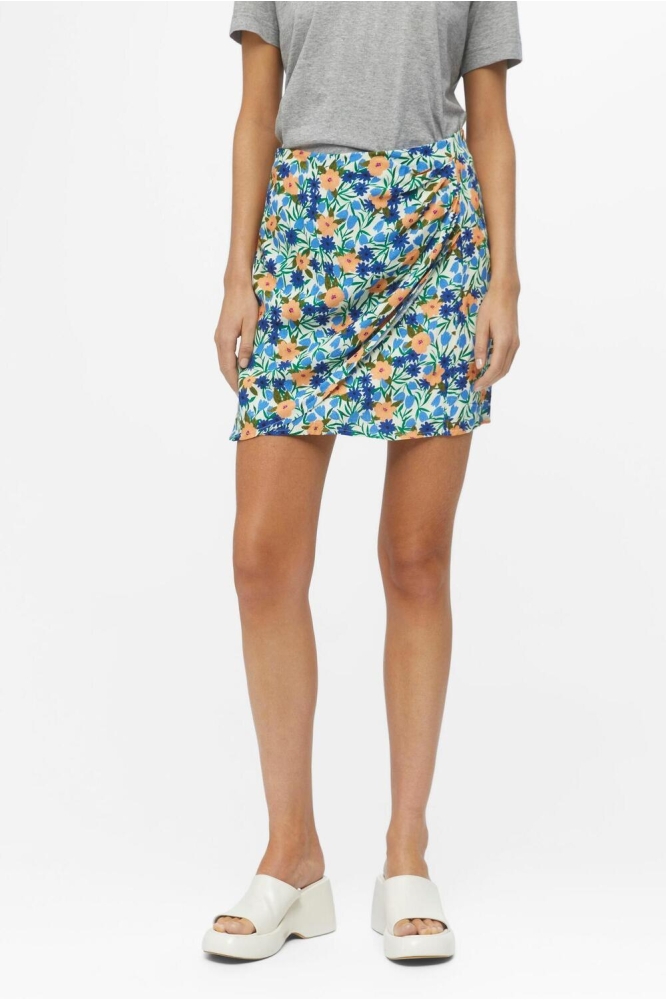 OBJHIROMI HW MINI SKIRT 126 23041459 CLOUD DANCER/FLOWERS