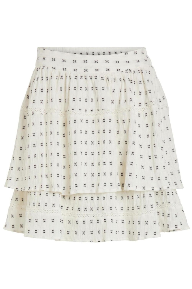 VIWILL HW SHORT SKIRT 14085011 Birch/Black emb